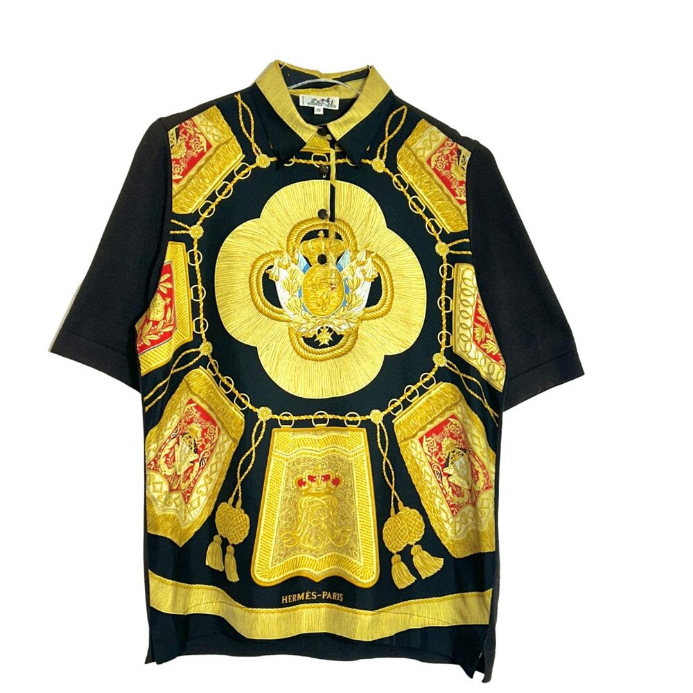 Authentic Hermès 1990-2000s Short-Sleeve Silk Knit Men's Polo Small